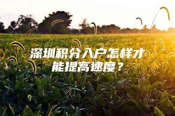 深圳积分入户怎样才能提高速度？