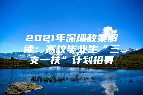 2021年深圳政策解读：高校毕业生“三支一扶”计划招募