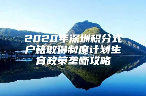 2020年深圳积分式户籍取得制度计划生育政策垄断攻略