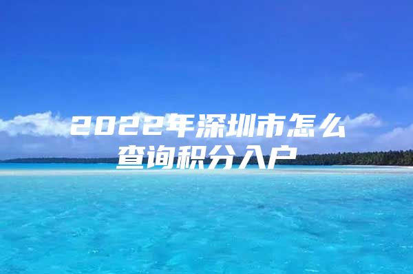 2022年深圳市怎么查询积分入户