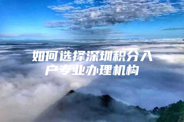 如何选择深圳积分入户专业办理机构