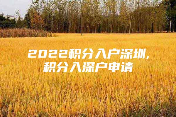 2022积分入户深圳,积分入深户申请