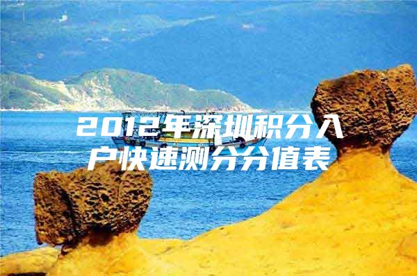 2012年深圳积分入户快速测分分值表