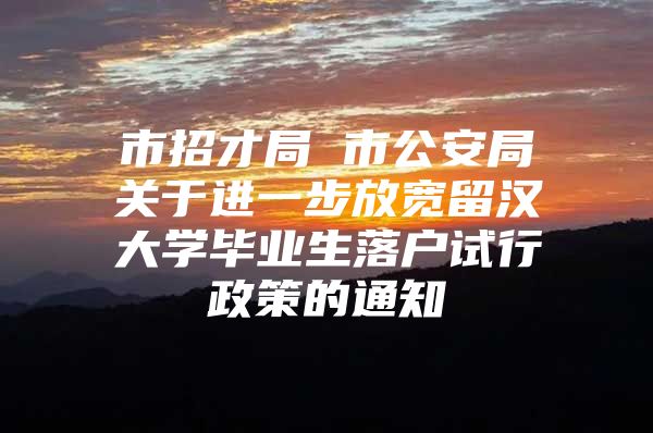 市招才局 市公安局关于进一步放宽留汉大学毕业生落户试行政策的通知