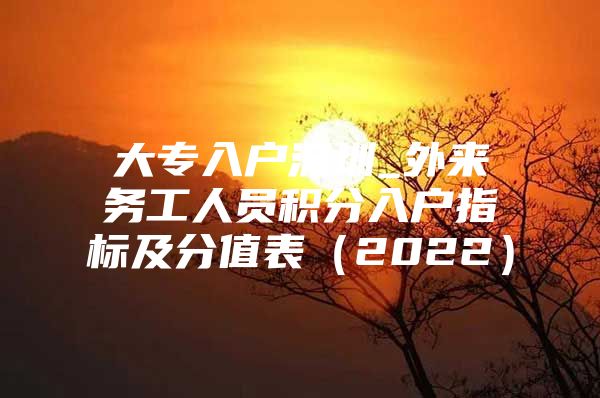 大专入户深圳_外来务工人员积分入户指标及分值表（2022）