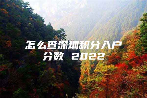 怎么查深圳积分入户分数 2022