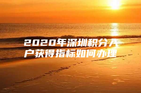 2020年深圳积分入户获得指标如何办理