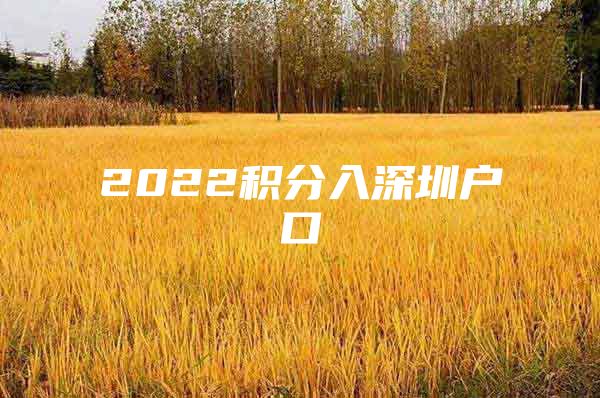 2022积分入深圳户口