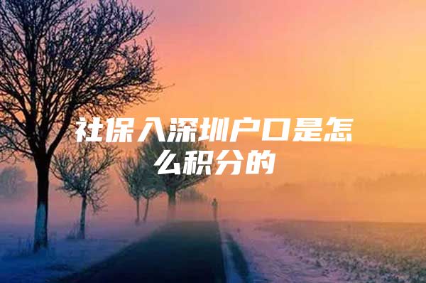 社保入深圳户口是怎么积分的