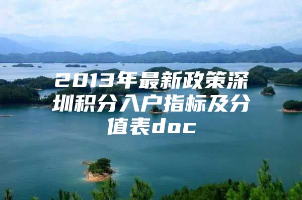 2013年最新政策深圳积分入户指标及分值表doc