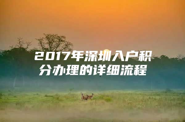 2017年深圳入户积分办理的详细流程